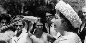 Betty Spears addresses the Equal Pay Rally at Wynyard Park, 25 February 1969