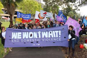 Domestic Violence Leave rally