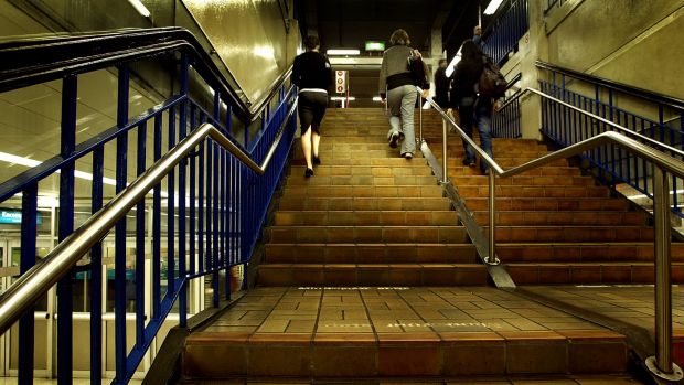Many train stations lack lifts making it difficult for people with disabilities or injuries to access public transport. Photo: Kate Geraghty