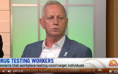 Weekend Sunrise, 12/11/16: USU General Secretary Graeme Kelly discusses Workplace Drug Policy
