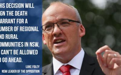 FOLEY: BARILARO MUST PROTECT JOBS IN THE BUSH