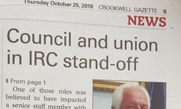 Crookwell Gazette: Council and union in IRC stand-off