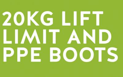 20kg lift limit and PPE boots @ Armaguard