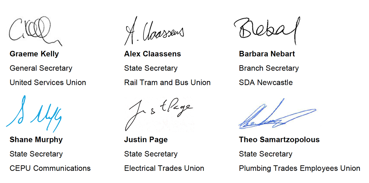 Signatures of the Secretaries