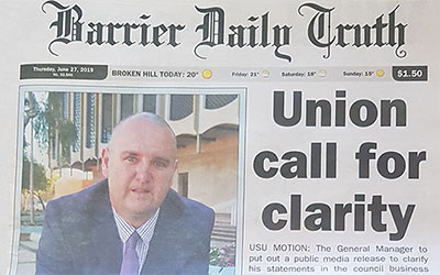 IN THE NEWS – Barrier Daily Truth: Union call for clarity