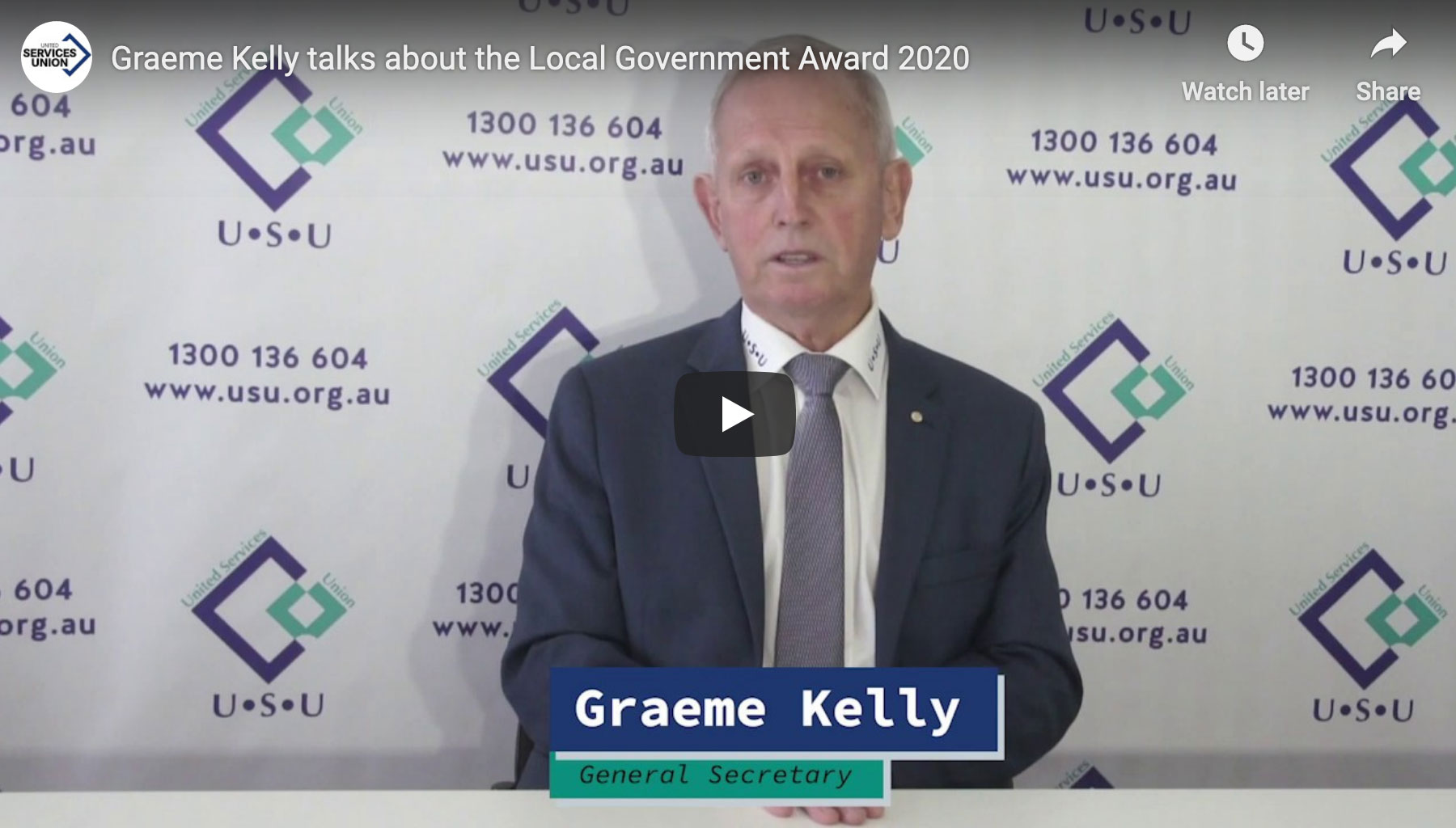 USU General Secretary Graeme Kelly introduces the new Award