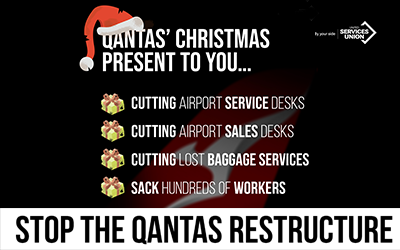 ASU Media release: Passengers beware: Qantas to axe customer facing and lost baggage services in nasty Christmas surprise