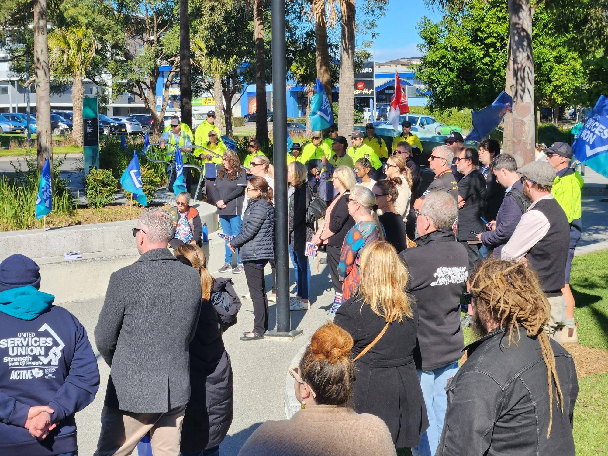 Just some of the 150 people who attended the rally. Alongside our own members, other local unions, the South Coast Labour Council and other community organisations were there in a show of solidarity 