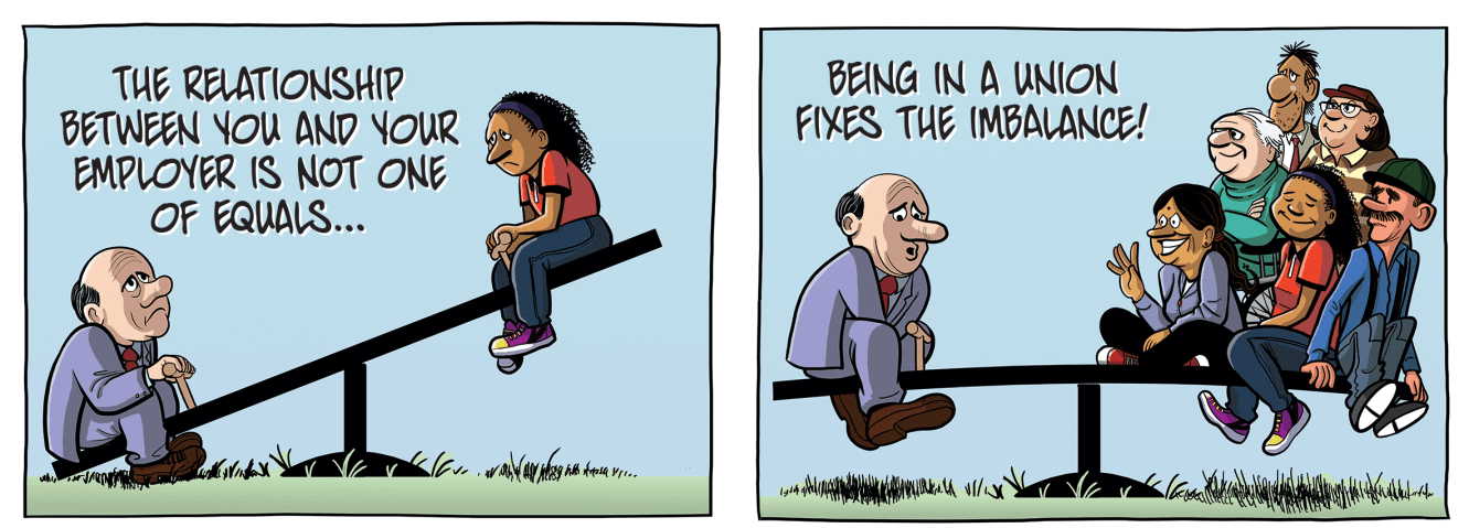 Cartoon by Barry Deutsch, July 2016.
The relationship between you and your employer is not one of equals but being in a union fixes the imbalance