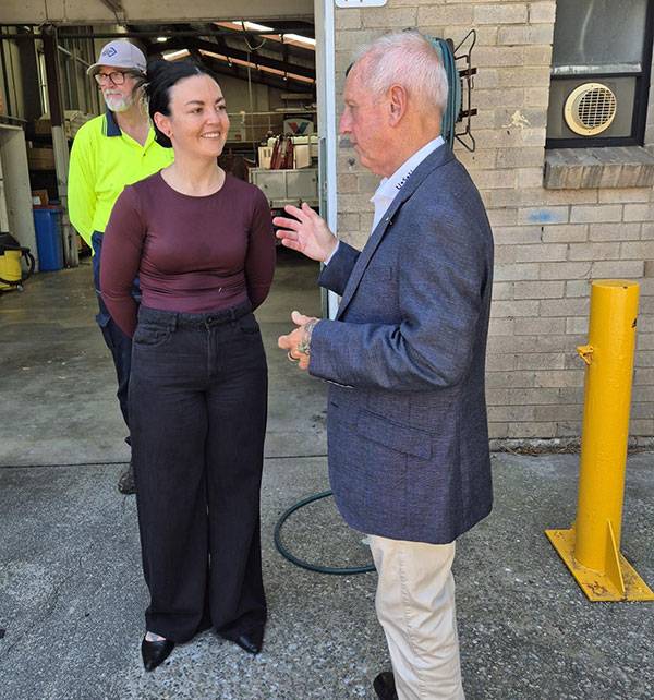 One of our Sutherland Shire Council delegates, Jordan Lewis-Stark, talking to USU General Secretary Graeme Kelly OAM at the Fresh Start Apprentices Welcome BBQ at the SSC Bath Road Kirrawee Depot. 